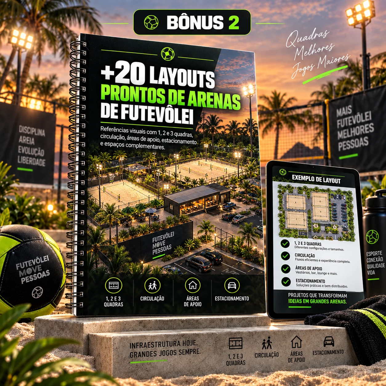 Bônus 2: mais de 20 layouts prontos de arenas de futevôlei